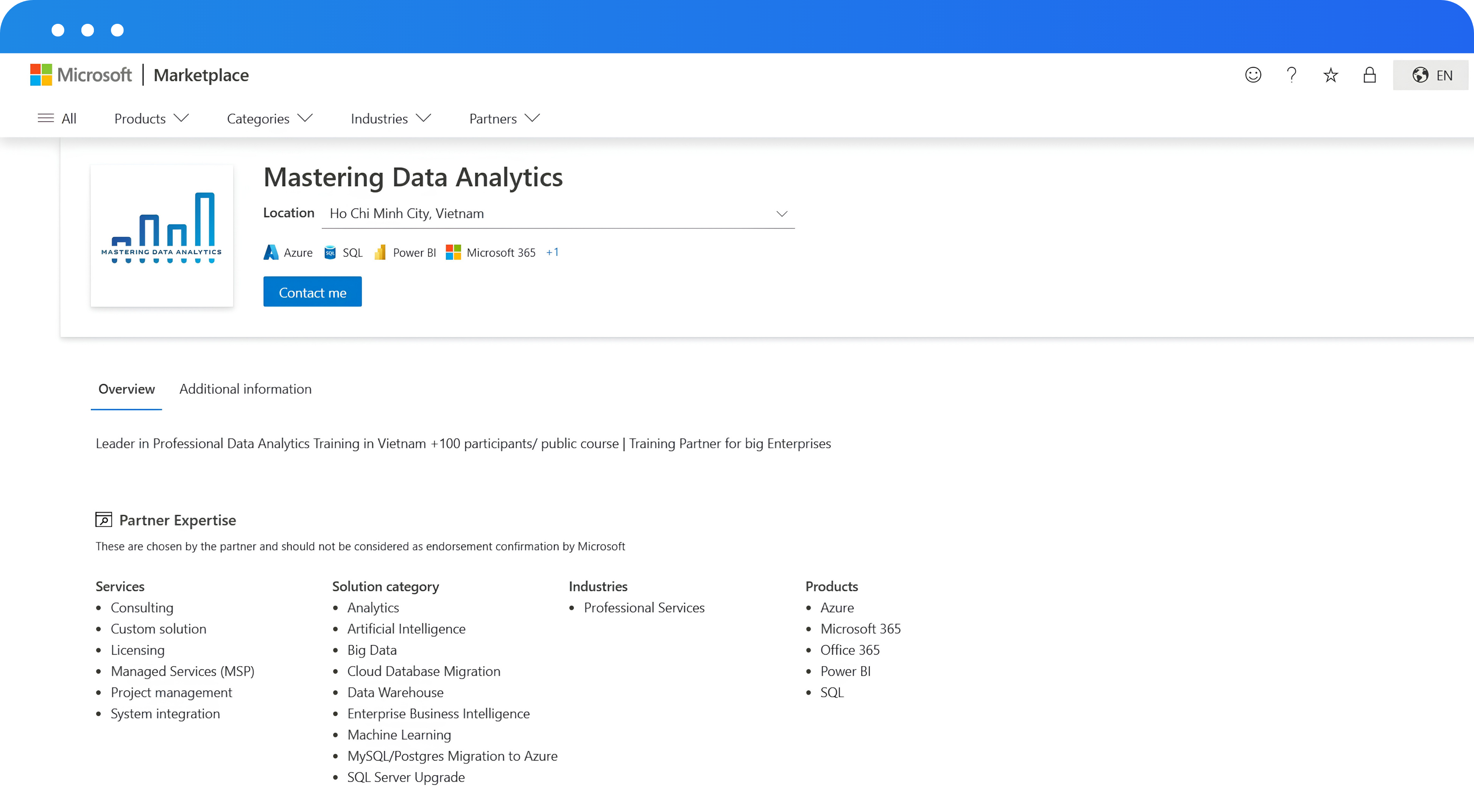 Hồ sơ MDA trên Microsoft AppSource